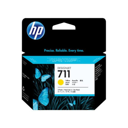 Original HP 711 3-Pack 29ml Yellow Ink (Genuine) CZ136A Original HP 711 3-Pack 29ml Yellow Ink (Genuine) CZ136A