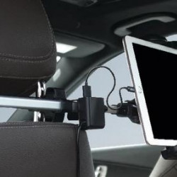MACALLY Adjustable Car Seat Headrest Mount with Front and Back Seat USB Charger