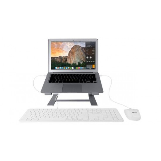 MACALLY Space Gray Aluminum Horizontal Laptop Stand for Laptops and MacBooks up to 17”
