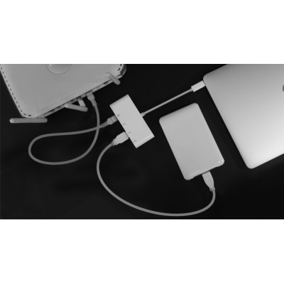 MACALLY USB-C to USB-A Hub with USB-C Charge and Ethernet Ports