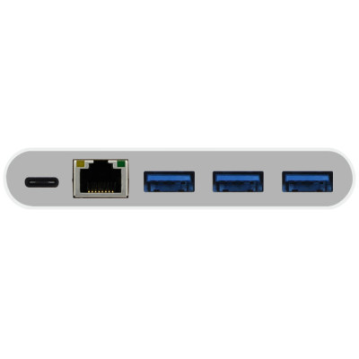 MACALLY USB-C to USB-A Hub with USB-C Charge and Ethernet Ports