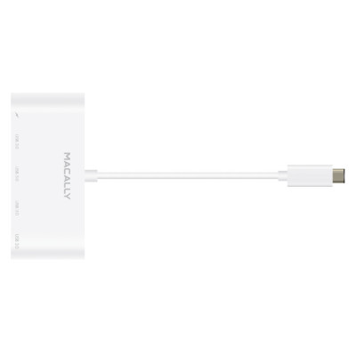 MACALLY USB-C to USB-A Hub with USB-C Charging Port