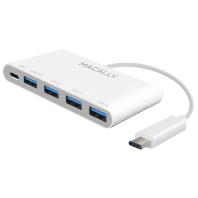 MACALLY USB-C to USB-A Hub with USB-C Charging Port