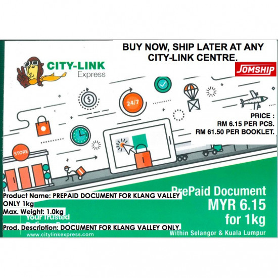 CITY-LINK EXPRESS Prepaid Document 1kg within Selangor & Kuala Lumpur