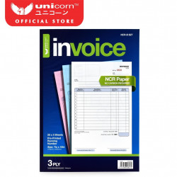 Unicorn NCR Invoice 3 Ply (7" x 10"/25 x 3 Sheets) B827