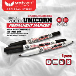 Unicorn Dual Tip Black Permanent Marker Pen UM-700TX